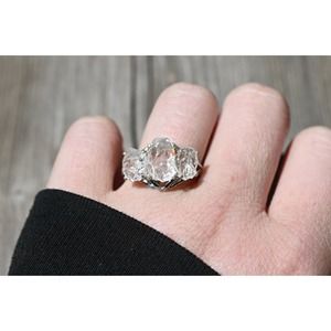 alternative raw diamond engagement rings, raw crystal ring round oval natural